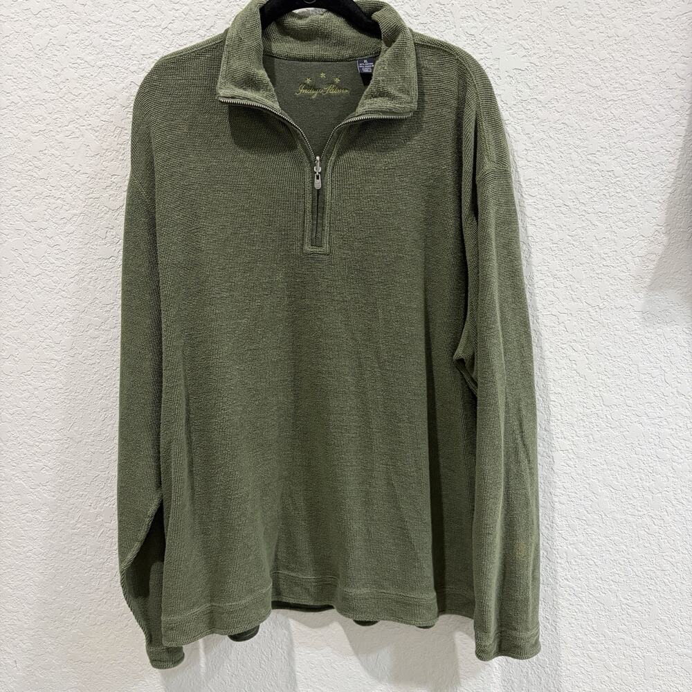 Indigo Palms Mens XL Olive Green 1/4 Zip Pullover Sweater Cotton Blend Casual